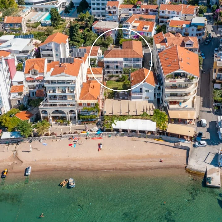 Bonaca Rafailovići — aerial view, a minute or two from the beach